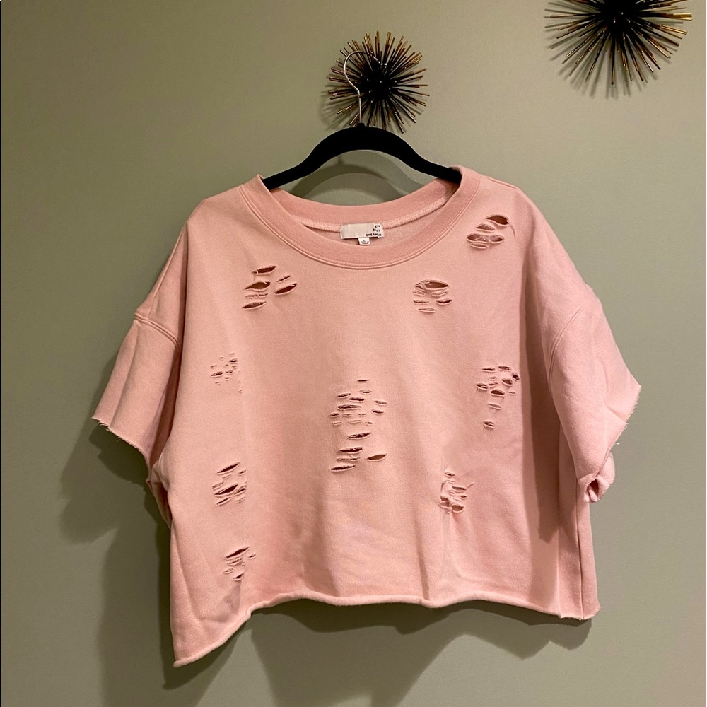 Ten sixty thirty brand light pink, cropped, baggy tee in a Size L (US).